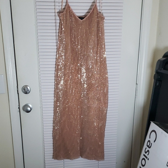 1. STATE- Sequin Slip Dress in Rosegold Nude – Size XS, Like New - Picture 3 of 8